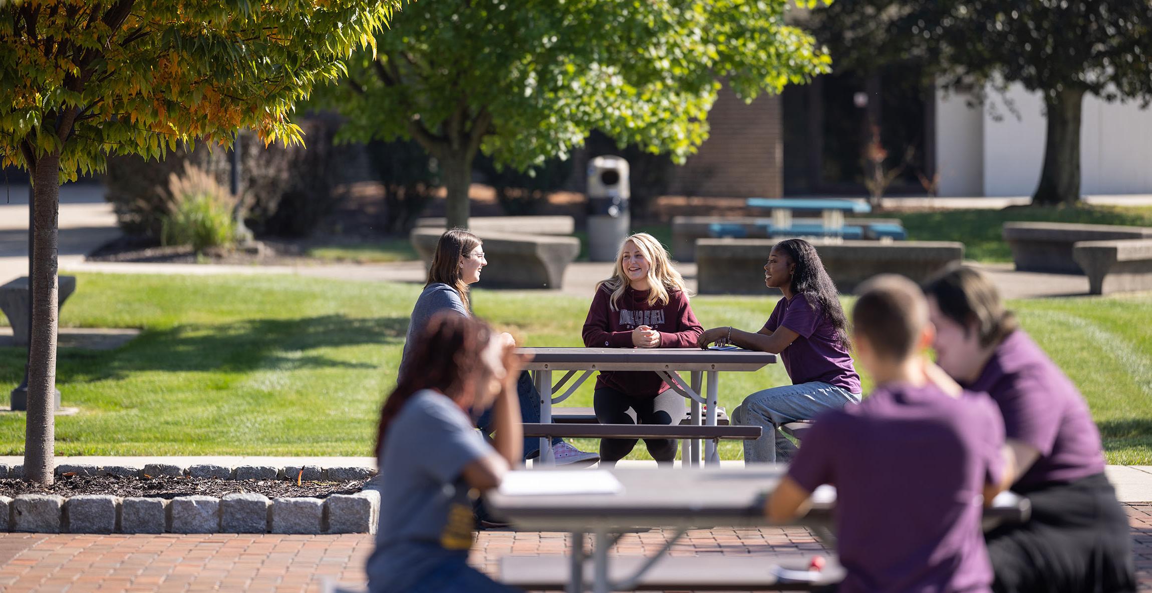 students hanging out on the mall